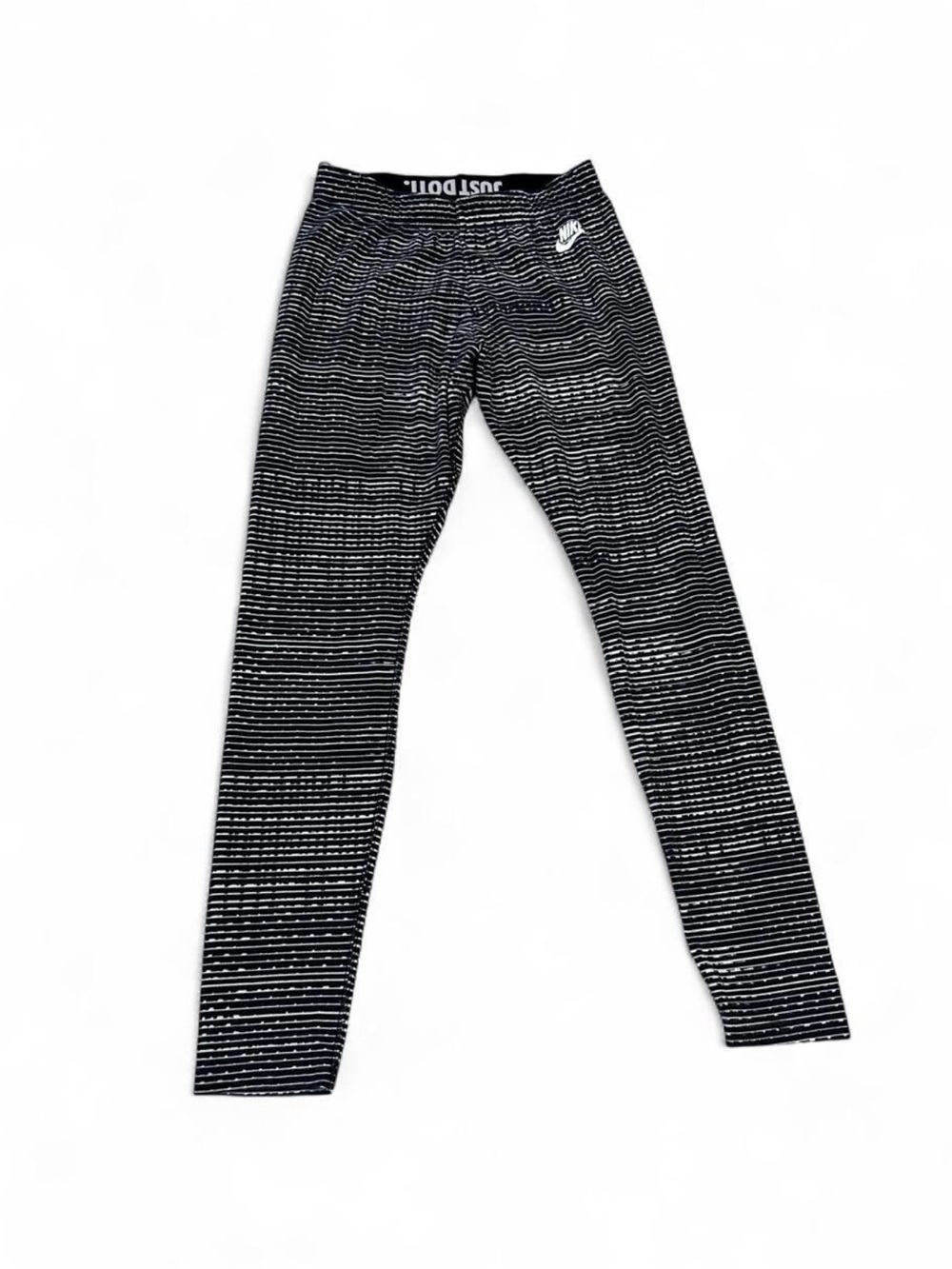 Nike Just Do It Black & White Striped Leggings Women’s Size Medium